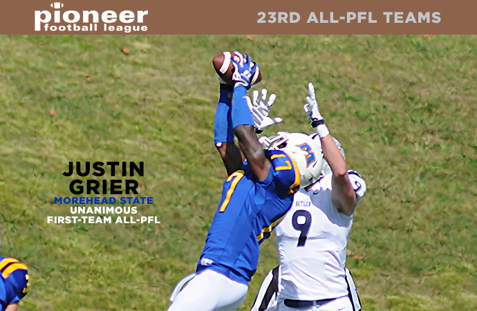 Morehead State defensive back Justin Grier was one of two unanimous selections to the 2015 All-PFL squads (Photo courtesy MSU Athletic Media Relations)